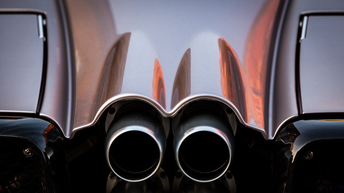 Twin exhaust tips on a sports car